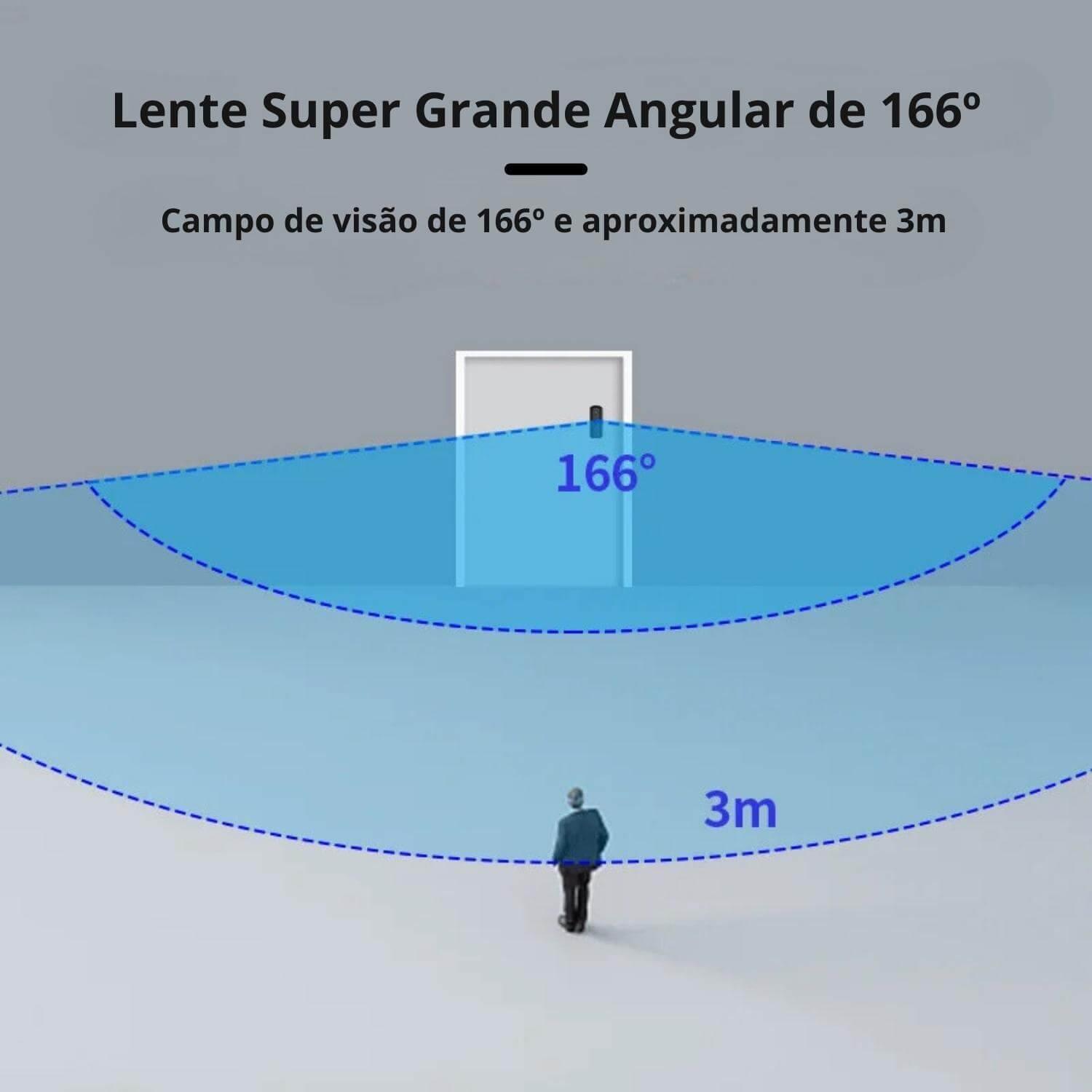 Campainha Eletrônica com Câmera Wi-Fi 1080P 166º e Sensor de Movimento